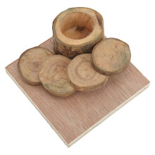 Hamster Wooden Bowl and Ladder Hamster Climbing Platform and Food Bowl for Small Pet Animals