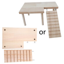 (S) Hamster Climbing Ladder Wooden Platform with Legs Bird Stand Natural Wood for Play Ground for Young Squirrel Small Anima  S
