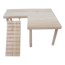 (L) Hamster Climbing Ladder Wooden Platform with Legs Bird Stand Natural Wood for Play Ground for Young Squirrel Small Anima  S