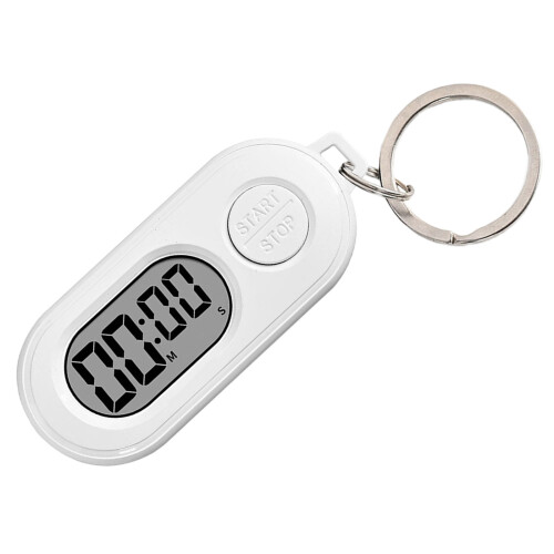 Clear LCD Keychain Timer Large Screen Easy to Read Night-White