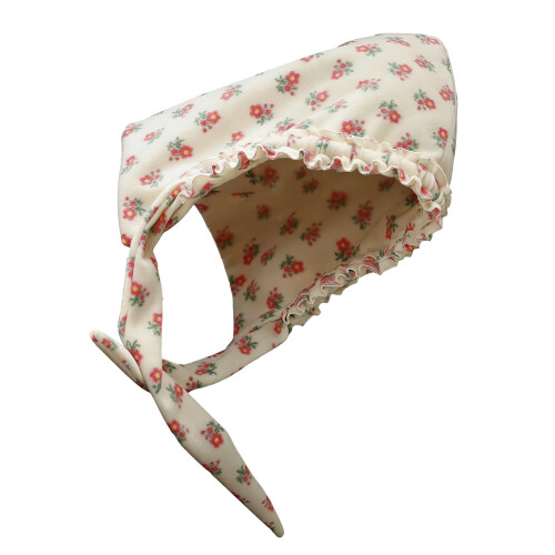 Cosy Sweet Floral Print Pullover Bonnet Hat With Ear Coverage-A