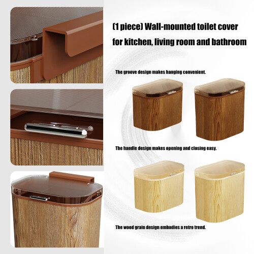 Door and Wall Mount Trash Bin for Bathroom Kitchen Spring-A L 2