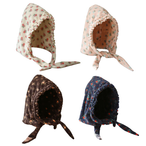 Cosy Sweet Floral Print Pullover Bonnet Hat With Ear Coverage-A 1