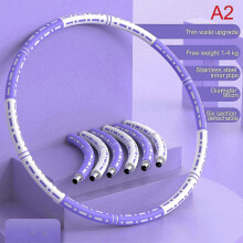 (White Purple) Stainless steel detachable hoop for workout - 6 sections waist sport equipment