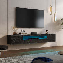 Black Marble Floating TV Stand