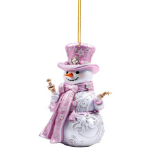 Pink and Silver Snowman Christmas Ornament 1 Pack