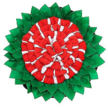 (Red) Pet Dog Snuffle Mat Puzzle Toy Slow Feeder Bowl Plush Round Pad For Small Medium Dogs Machine Washable Sniffing Training Blanket