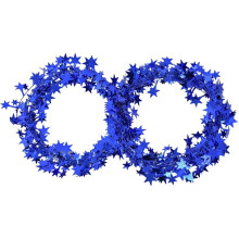 Star Tinsel Garland with Wire 7.5m Blue x2