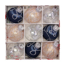 9pcs Shatterproof Foam Christmas Baubles 3.15in Blue & White