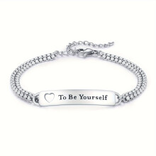 Unisex Sterling Silver Bracelet with Double Pearl Chain