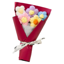 Buchet de flori pufoase croșetate manual, de 16,6 cm