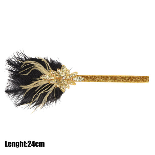 Schwarzer Vintage-Burlesque-Kopfschmuck mit Straußenfedern 2