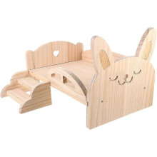 Wooden Guinea Pig Bed with Stairs Hamster Stand Platform Toys Small Pet Rat Climbing Chew Toy Cage Hamster Squirrel Bed for Gerbil Chinchilla