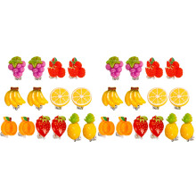 14Pairs Lightweight Resin Clip-on Earrings for Girls Cartoon Ear Decor