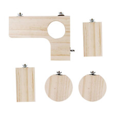 5Pcs Natural Wood Hamster Stand Platform Rat Activity Playground Chinchilla Cage Accessories with Washers for Birds
