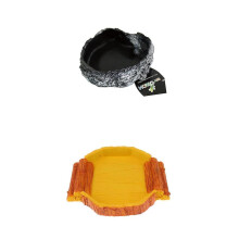 2Pcs Reptile Feeding Bowl Food Water Resin Dish Pet Vivarium Tortoise Lizard