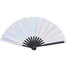 Éventail À Main Pliable Argent PVC Design Raffiné