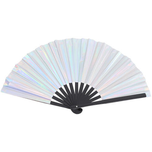 Éventail À Main Pliable Argent PVC Design Raffiné