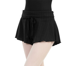 Women's Double Layered Ribbed Dance Shorts High Waist-Black XL