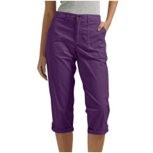 Women Casual Button Loose Travel Hiking Cropped Pants-Purple L