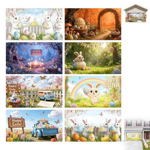 Easter Garage Door Banner – Polyester Cloth, 8 Designs 1