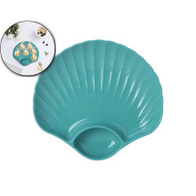 Farfurie de plastic în formă de scoică – 19x18cm, verde, 1 buc.