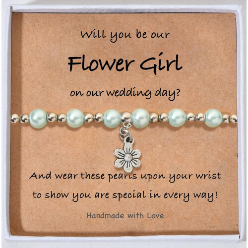 Βραχιόλι Flower Girl με Μαργαριτάρι και Γούρι Λουλουδιού