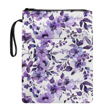 Bogomslag med lynlåslukning, 300D polyester, lilla blomsterprint