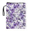Bokomslag med glidelås, 300D polyester, lilla blomster 1