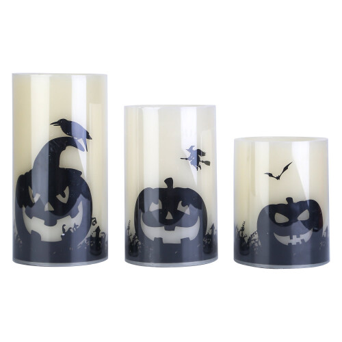 3-pak Halloween flammeløse lys, 2700K varm orange, timer 1