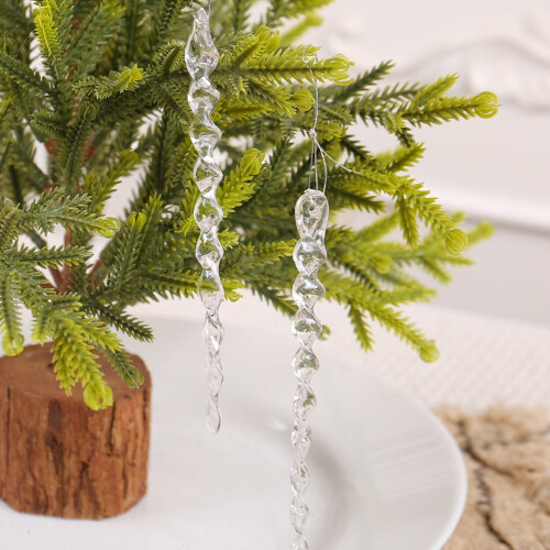 Christmas Icicle Ornaments Set – ABS, Clear, 12 pcs, Type 1