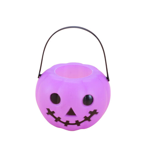 Găleată de dovleac de Halloween, plastic violet, 2 bucăți 1