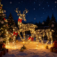 3-Piece LED Lighted Reindeer Set, Outdoor Christmas Decor