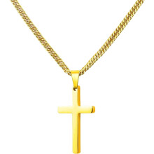 Collar con cruz de acero inoxidable para hombre, cadena de cuerda de 45 cm (18 pulgadas)