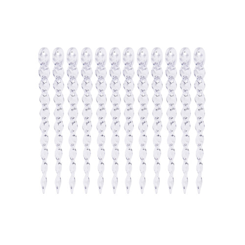 Christmas Icicle Ornaments Set – ABS, Clear, 12 pcs, Type