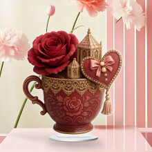 Ceramiczna ozdoba na filiżankę do herbaty walentynkowej 15 cm