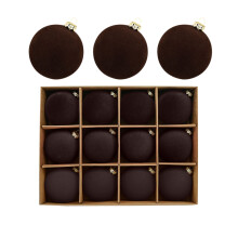 Black Velvet Flocked Christmas Ornaments 2.4In 12PCS