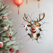 Weihnachtliche Vinylaufkleber: Weihnachtsmann, Rentier, Baum – 1 Stück