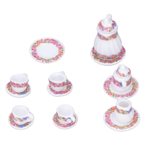 Mini set da tè modello 1:12 ceramica testurizzata senza odore