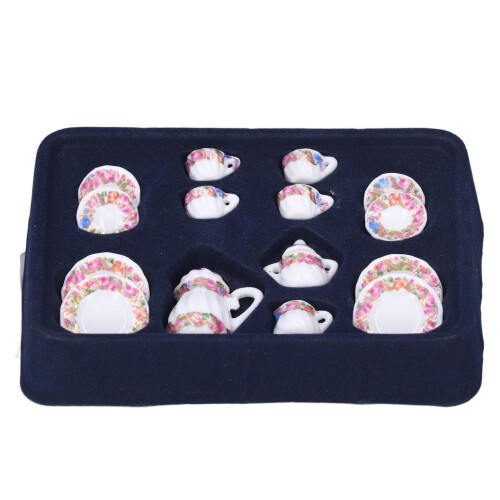 Mini set da tè modello 1:12 ceramica testurizzata senza odore 1
