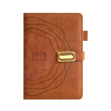 2026 English Planner 365 Daily Pages PU Leather Cover-brown