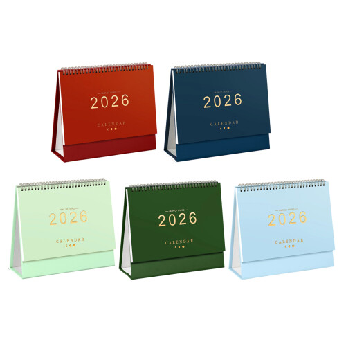 2026 Desk Calendar Desktop Organizer Planner Wire-light blue 1