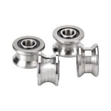 Set van 4 stalen lagerkatrollen, trapeziumvormige groeven voor