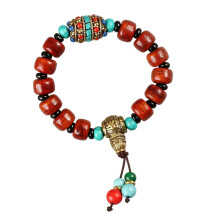 Traditional Tibetan Style Green Turquoise Beaded Bracelet-B