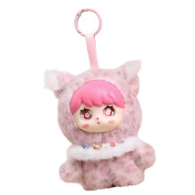 Lovely Leopard Pattern Print Keychain Elastic Fabric Doll-Gray