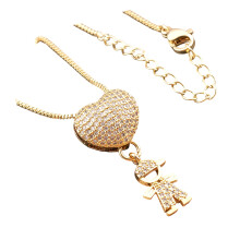 Charmante goudkleurige koperen ketting met een jongensmeisje-1