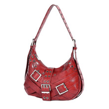 Fashionable Women's PU Crocodiles Print Handbag Casual-Red