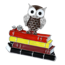 Charmante dubbele kleur emaille uil pin met-Koffie kleur