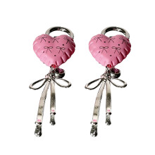 Elegante roze hart strik oorbellen legering mode-sieraden feest