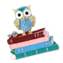 Retro Owl With Book Design Brooch 4.2X4.2Cm Lightweight-Blue